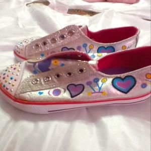 Stevies Silver graffiti designed sneakers sz. 2